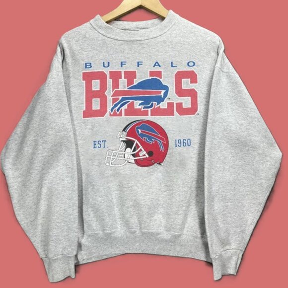 Vtg Buffalo Bills Football Sweatshirt Retro NFL Buffalo Bills shirt tee - Picture 1 of 4